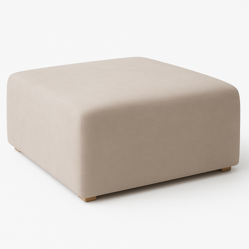 Puff Dijon Sierra Muebles Chile en madera maciza con espuma D30, complemento de sofá modular contemporáneo