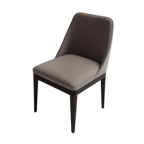 Silla de comedor Edu II Sierra Muebles Chile en madera Grandis con espuma D26 y tapizado en cuero sintético con Lycra