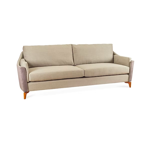 Sofá Léo 3 cuerpos Sierra Muebles Chile en madera Grandis con espuma D26 y almohadas sueltas 245 x 92 x 89 cm