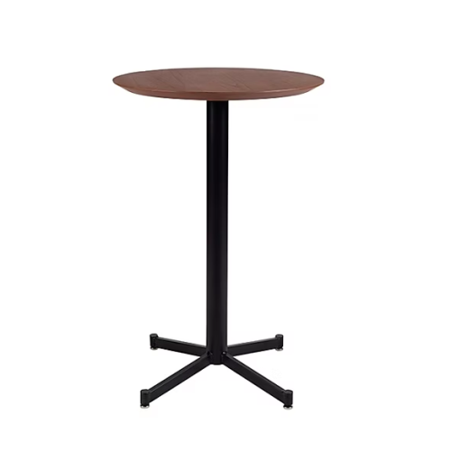 Mesa Bar Bistrô Sierra Muebles Chile – mesa alta de diseño contemporáneo con tapa en Carvalho Americano y base de acero.