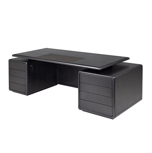 Mesa de Escritorio Capello | Muebles de oficina Sierra Muebles Chile. Mesa de Escritorio Capello Sierra Muebles Chile – escritorio ejecutivo en madera maciza con ocho gavetas y detalles en cuero.
