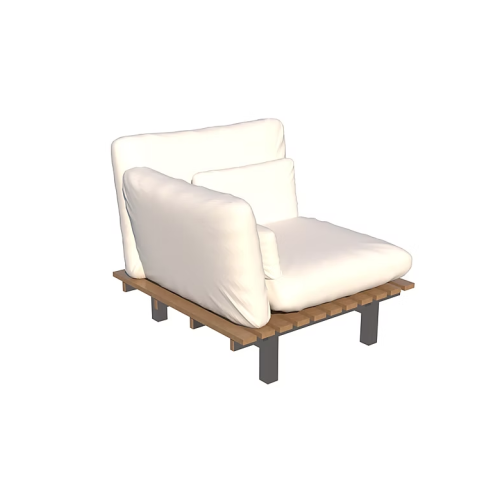 Sofá Reclinable Riviera con Brazo Sierra Muebles Chile – módulo reclinable compacto con estructura Compuesto Sierra y base Inox.