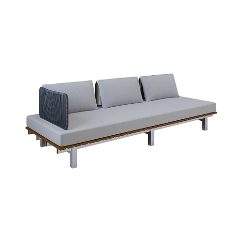 Sofá Saint Tropez con Brazo Sierra Muebles Chile – sofá de diseño con cuerda trenzada y base Inox.