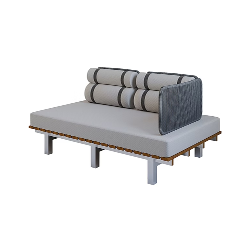 Sofá Saint Tropez con Brazo Sierra Muebles Chile – módulo compacto con respaldo en cuerda y base Inox.