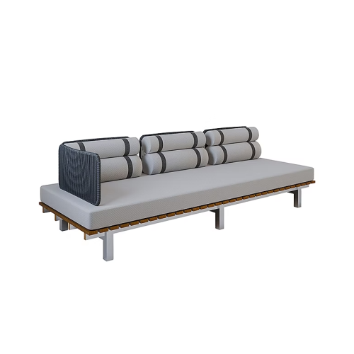 Sofá Saint Tropez con Brazo Sierra Muebles Chile – sofá de diseño con respaldo en cuerda y base Inox.