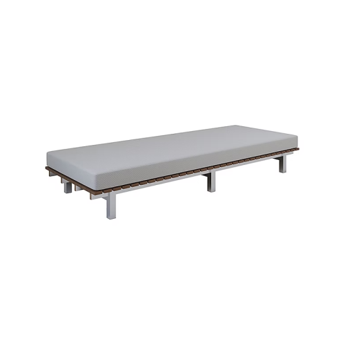 Puff Riviera grande Sierra Muebles Chile – puff rectangular moderno con base Inox.