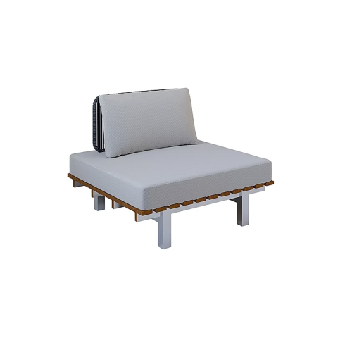 poltrona Saint Tropez sin brazos Sierra Muebles con estructura Composto Sierra, base inox y respaldo en corda