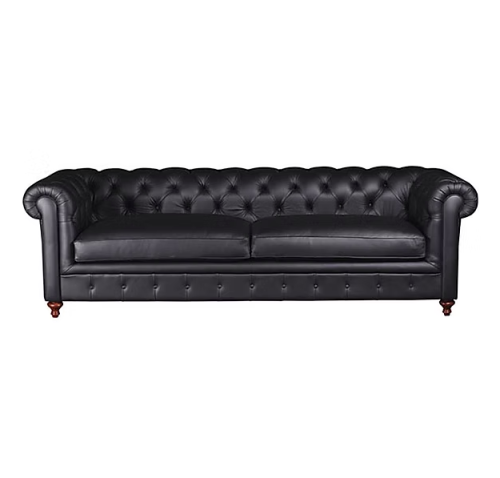 Sofá Chesterfield 4 lugares con botonê y madera Grandis – Sierra Muebles