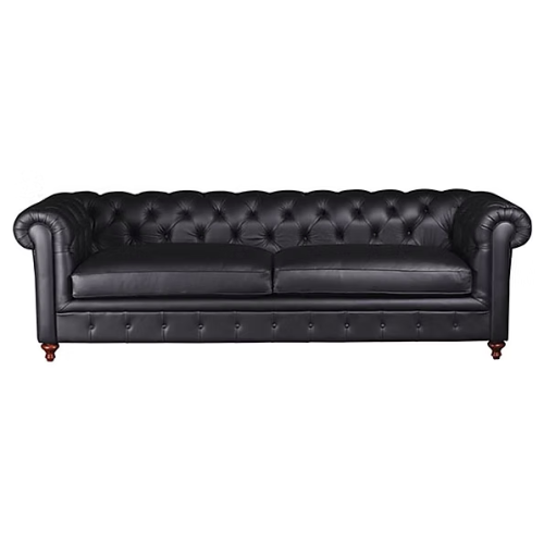Sofá Chesterfield 4 lugares con botonê y madera Grandis – Sierra Muebles