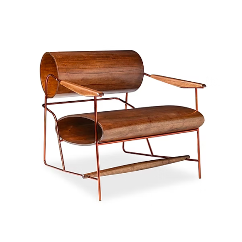 Poltrona Jozzia en madera Carvalho Americano y estructura inox – Sierra Muebles