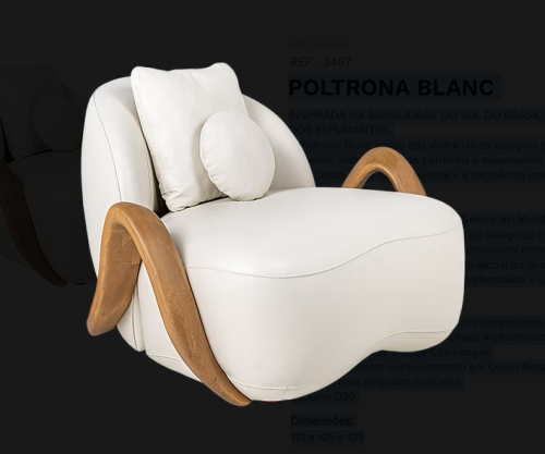 poltrona blanc diseño contemporáneo cuero natural sierra muebles