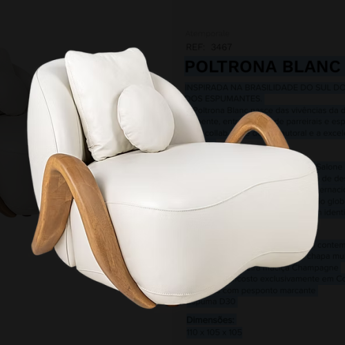 poltrona blanc diseño contemporáneo cuero natural sierra muebles