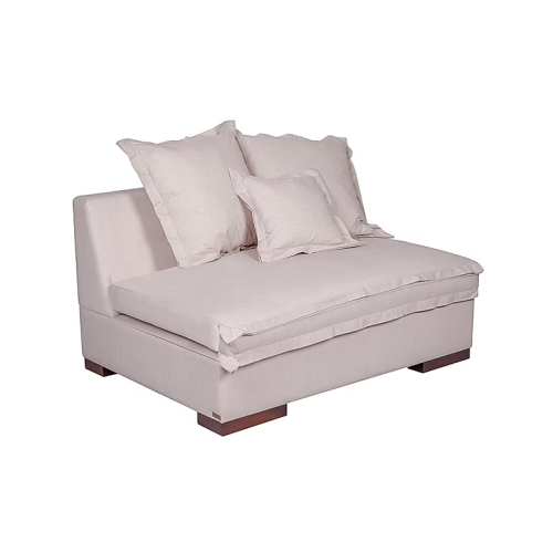 Sofá módulo Austin sin brazo de 125 cm con borde pastel y patas de madera