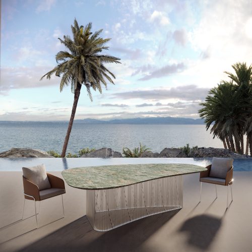 mesa comedor agostini piedra natural base inox ref 3366 sierra muebles